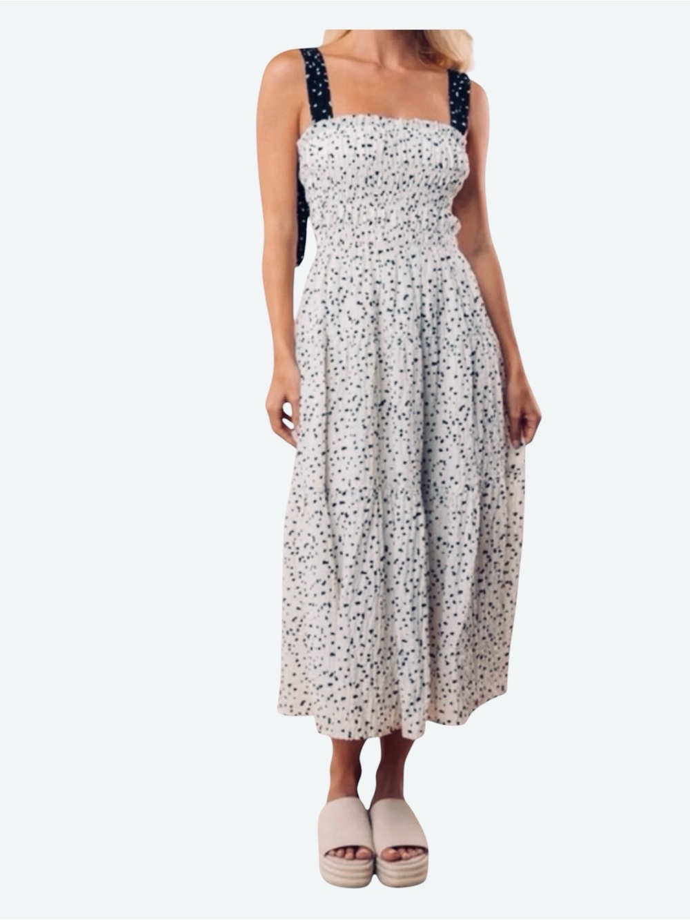 White Birch Polka Dot Lined Black n White Midi Dress Size XL